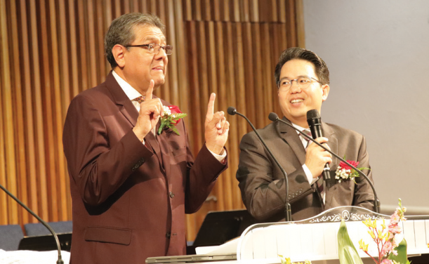 Salazar addresses the Glendale Korean church on the occasion of their 50-year anniversary and mortgage burning.