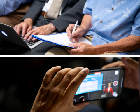 Attendees engaged with the trainings through notetaking, photos of slides, and even recording presentations.