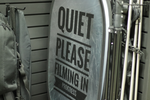 Quiet Please sign inside SCC studio